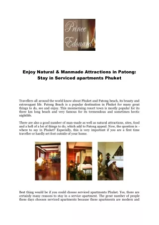 Natural & Manmade Attractions in Patong: Stay in Serviced apartments Phuket