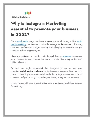 why is instagram marketing essential to promote