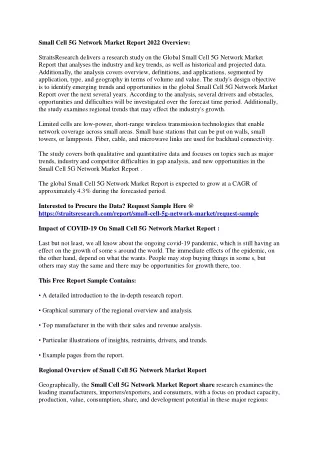 small cell 5g network market report 2022 overview