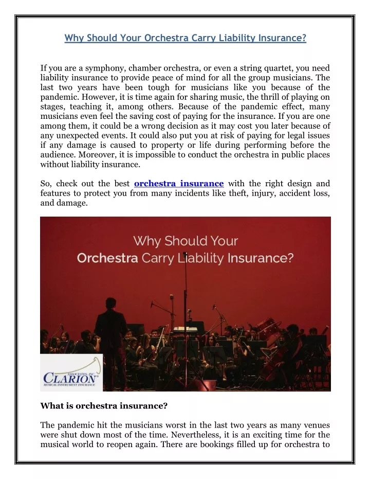 why should your orchestra carry liability