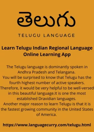 Learn Telugu Indian Regional Language Online Learning App