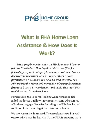 What Is FHA Home Loan Assistance & How Does It Work?