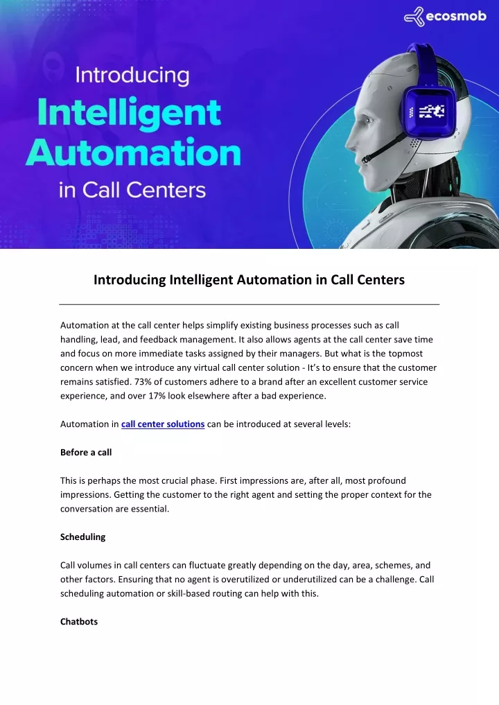 introducing intelligent automation in call centers