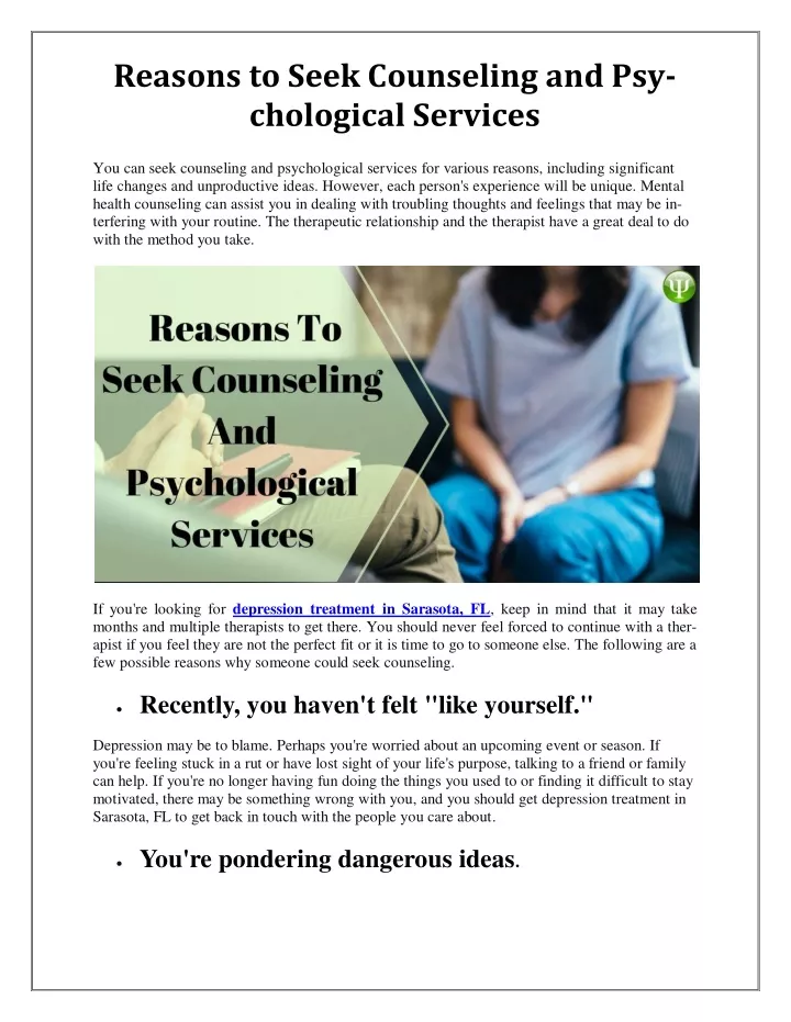 reasons to seek counseling and psy chological