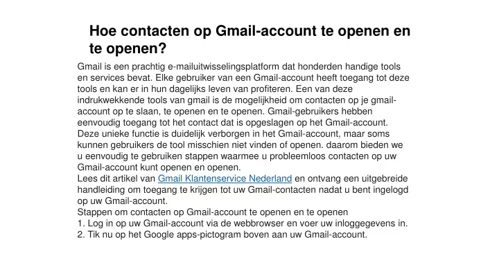 hoe contacten op gmail account te openen