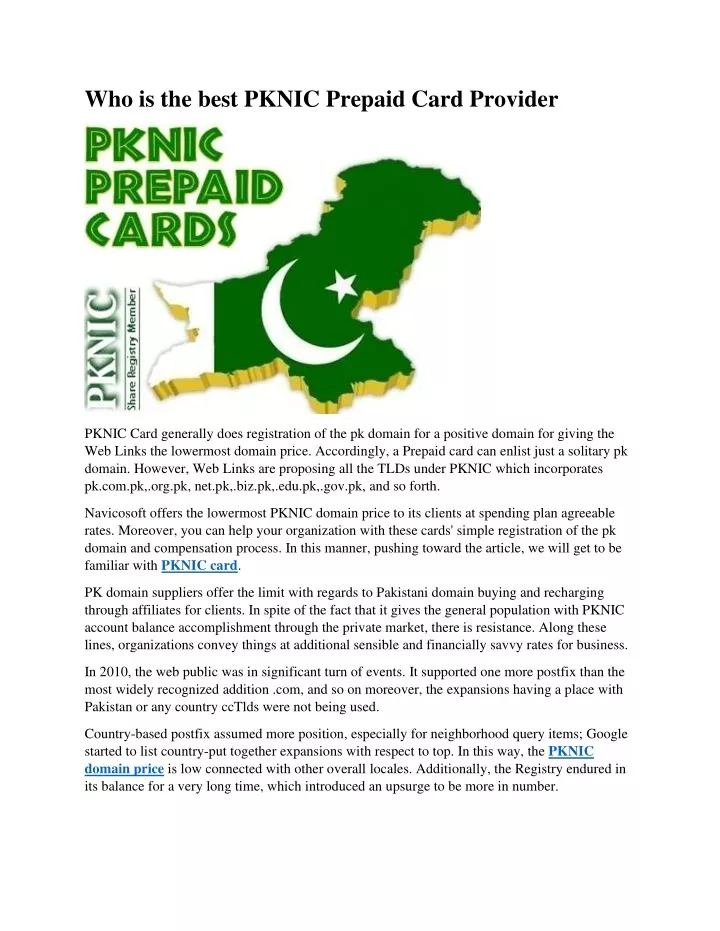 who is the best pknic prepaid card provider