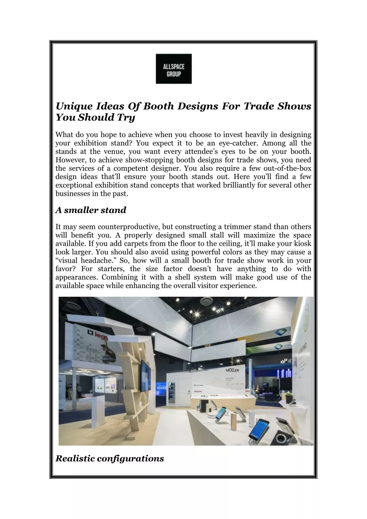 unique ideas of booth designs for trade shows