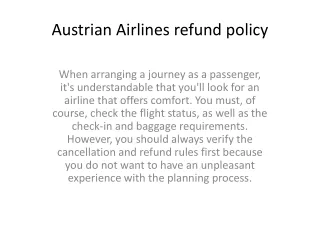Austrian Airlines refund policy