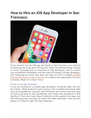How to Hire an iOS App Developer in San Francisco