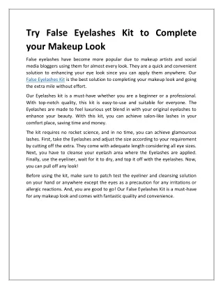 try false eyelashes kit to complete your makeup