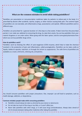 What are the common mistakes to avoid while taking painkillers?