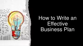 How To Write An Effective Business Plan