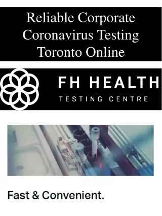 Reliable Corporate Coronavirus Testing Toronto Online