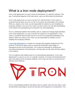 What is a tron node deployment_