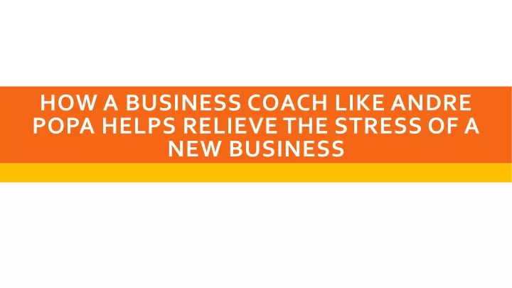how a business coach like andre popa helps relieve the stress of a new business