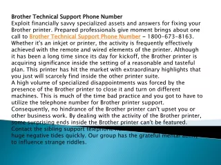 Brother Technical Support Phone Number