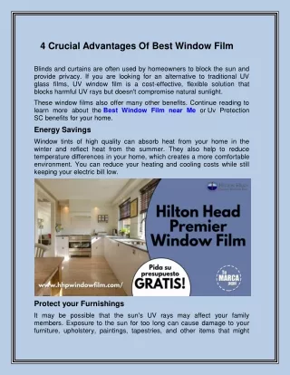 4 Crucial Advantages Of Best Window Film