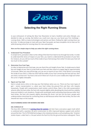 selecting the right running shoes