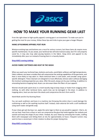 how to make your running gear last