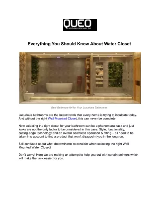 Everything You Should Know About Water Closet