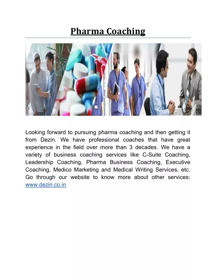 pharma coaching