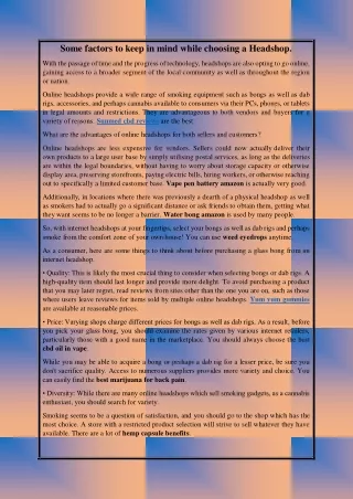 Some factors to keep in mind while choosing a Headshop