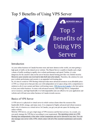 top 5 benefits of using vps server