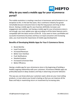 why do you need a mobile app for your ecommerce