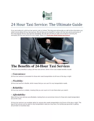24 Hour Taxi Service The Ultimate Guide