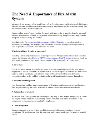 the need importance of fire alarm system