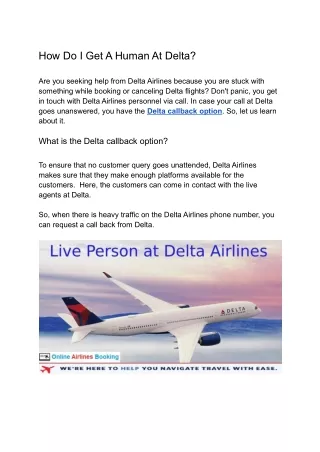 How Do I Get A Human At Delta