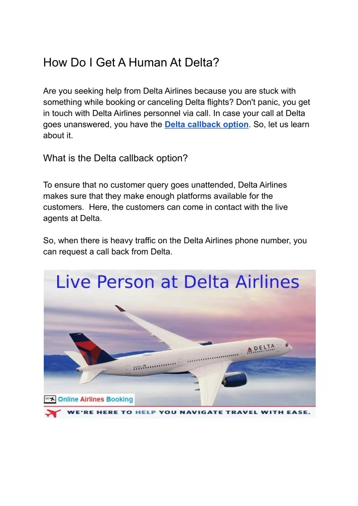 how do i get a human at delta