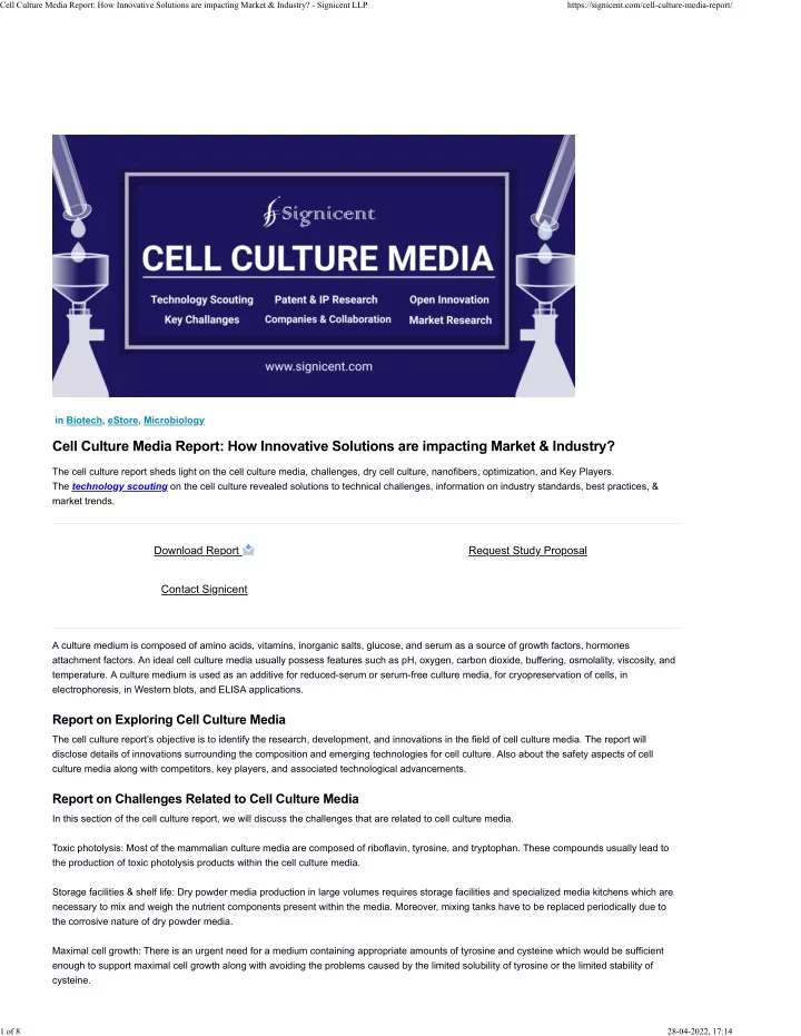 cell culture media report how innovative