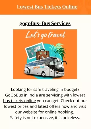 Lowest Bus Tickets Online | gogoBus