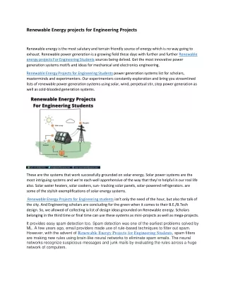 renewable energy projects for engineering projects