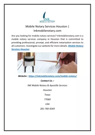Mobile Notary Services Houston Inkmobilenotary