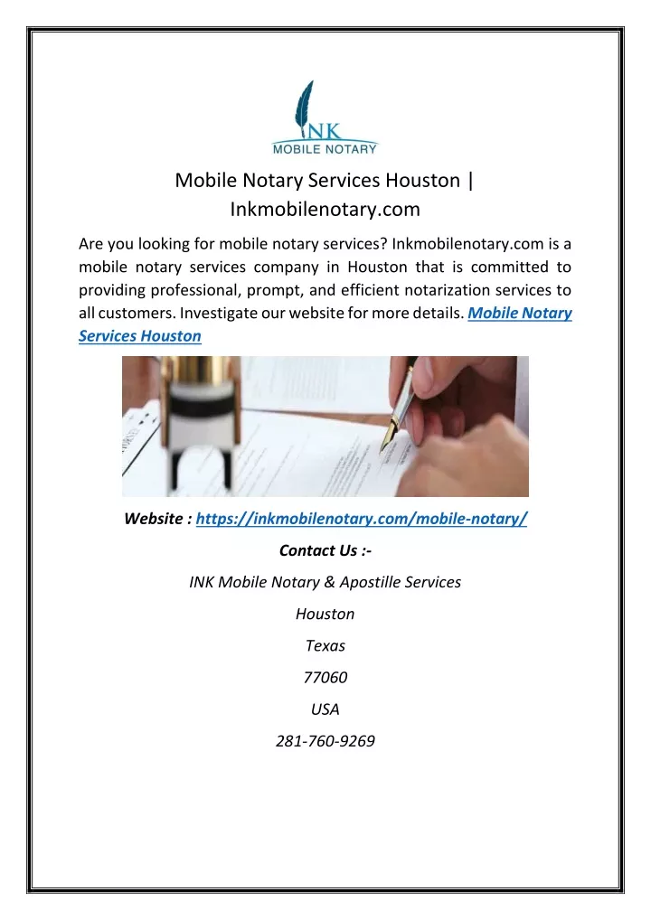 mobile notary services houston inkmobilenotary com