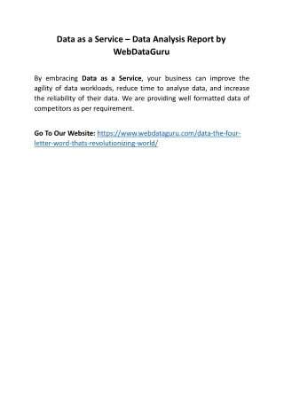 data as a service data analysis report