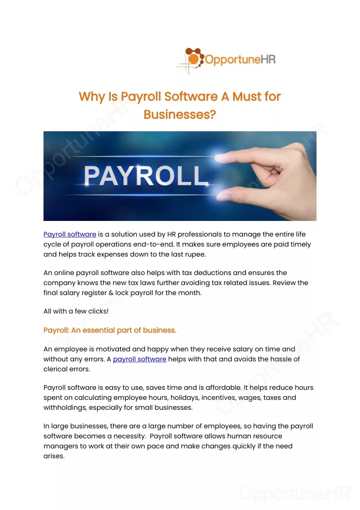 why is payroll software a must for why is payroll