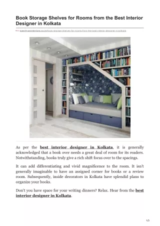 Book Storage Shelves for Rooms from the Best Interior Designer in Kolkata