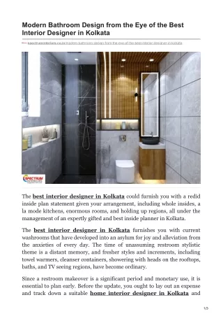 Modern Bathroom Design from the Eye of the Best Interior Designer in Kolkata