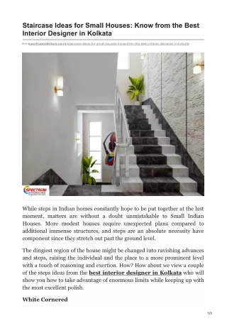 Staircase Ideas for Small Houses Know from the Best Interior Designer in Kolkata