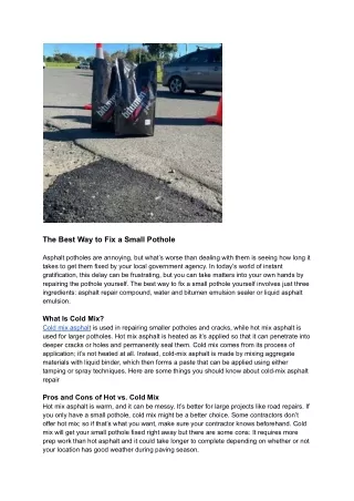 the best way to fix a small pothole