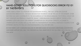 hand picked solutions for quickbooks error ps101 by the experts