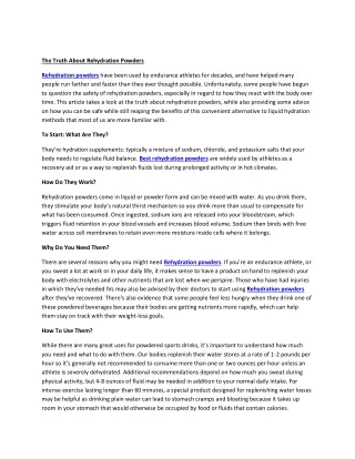 the truth about rehydration powders