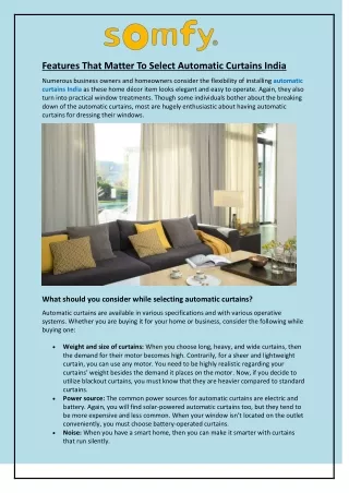 features that matter to select automatic curtains