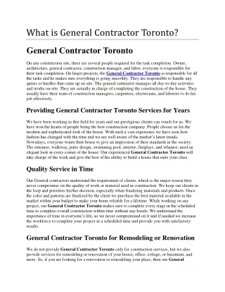Hire General contractor Toronto to remodel your place today