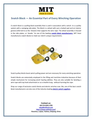 Snatch Block — An Essential Part of Every Winching Operation