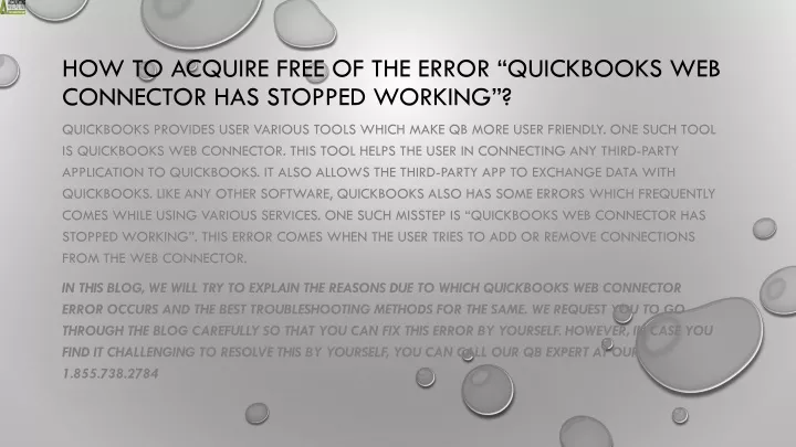 how to acquire free of the error quickbooks web connector has stopped working