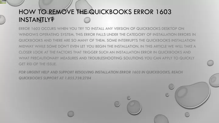 how to remove the quickbooks error 1603 instantly